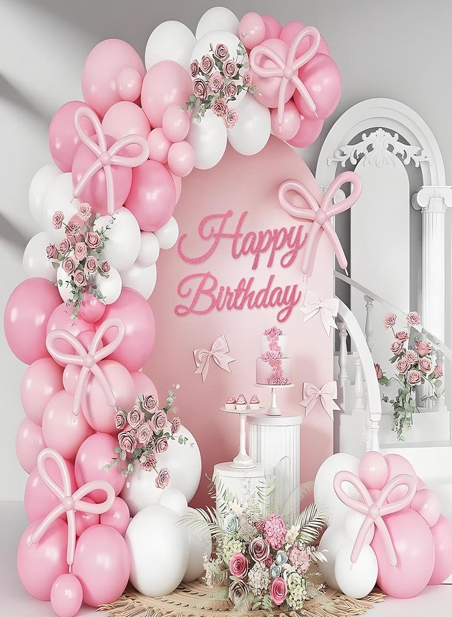 MASTRON Happy Birthday Sign for Backdrop - Glitter Pink 'Happy Birthday' Party Banner Stickers for Balloon Arch Wall Decor Photo Backgrounds - Image 5
